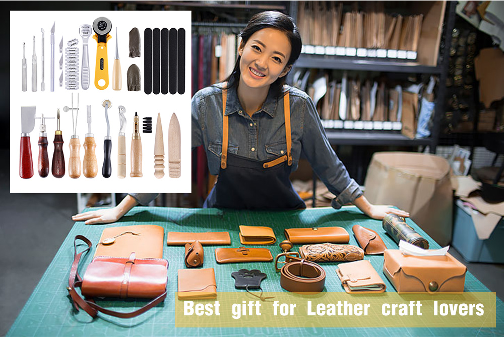 Leather Craft Tools Kit Hand Sewing Stitching Punch Carving Work