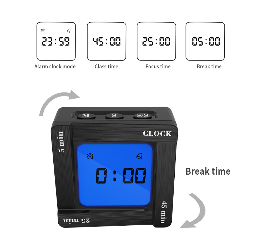 Scientific Time Management Tomato Timing Reminder Flip Four Square Clock