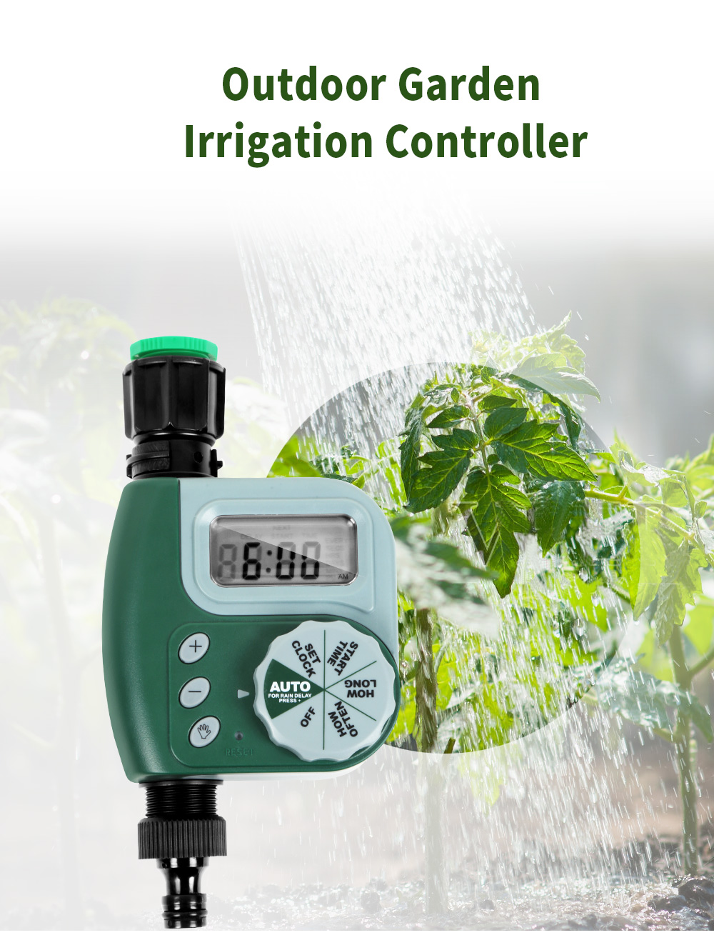 Outdoor Garden Irrigation Controller Solenoid Valve Timer
