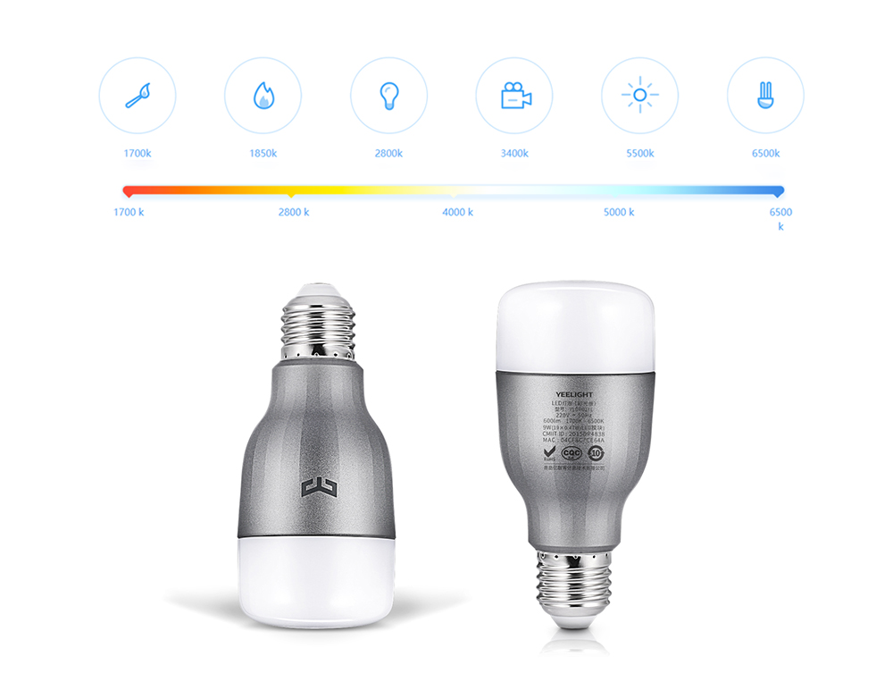 Yeelight YLDP02YL RGBW Smart LED Bulb WiFi Enabled 16 Million Colors CCT Adjustment Support Google Home