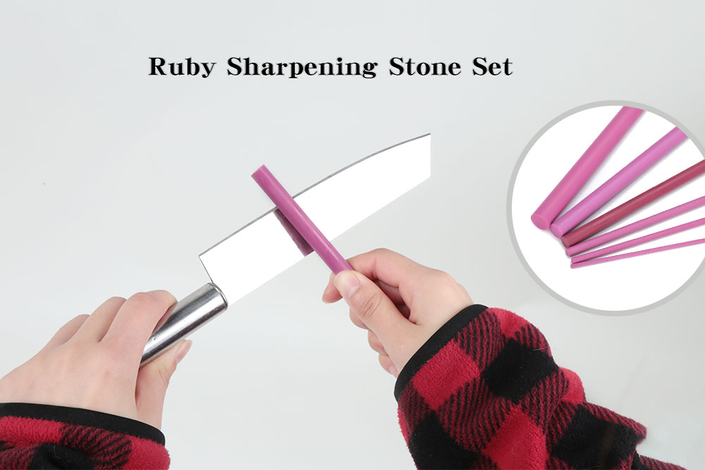6pcs Ruby Sharpening Stone Cylindrical Whetstone Knife Polishing Grinding Tools