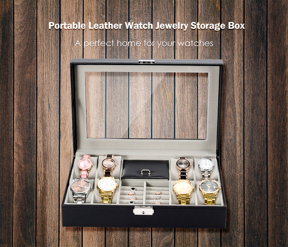 Portable Leather Watch Jewelry Storage Box