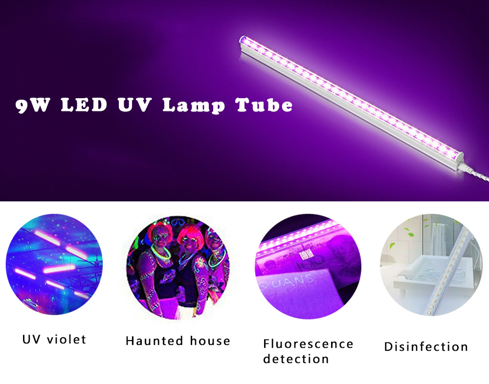 9W LED UV Lamp Tube for Haunted House Party Fluorescent Detection