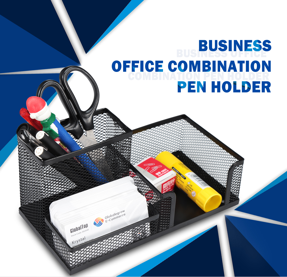 Metal Iron Mesh Multi-function Business Office Combination Pen Holder
