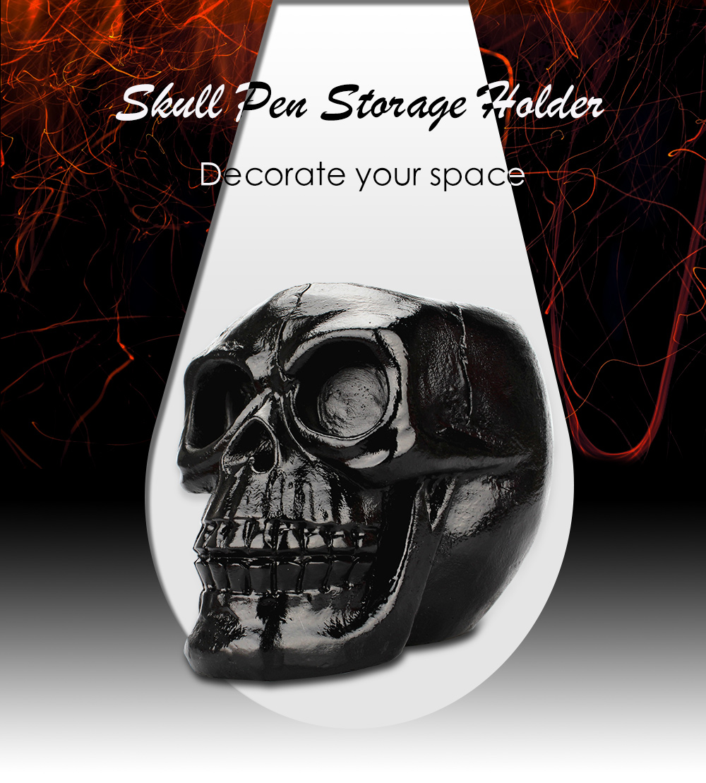 Skull Pen Storage Holder Home Office Desk Supplies