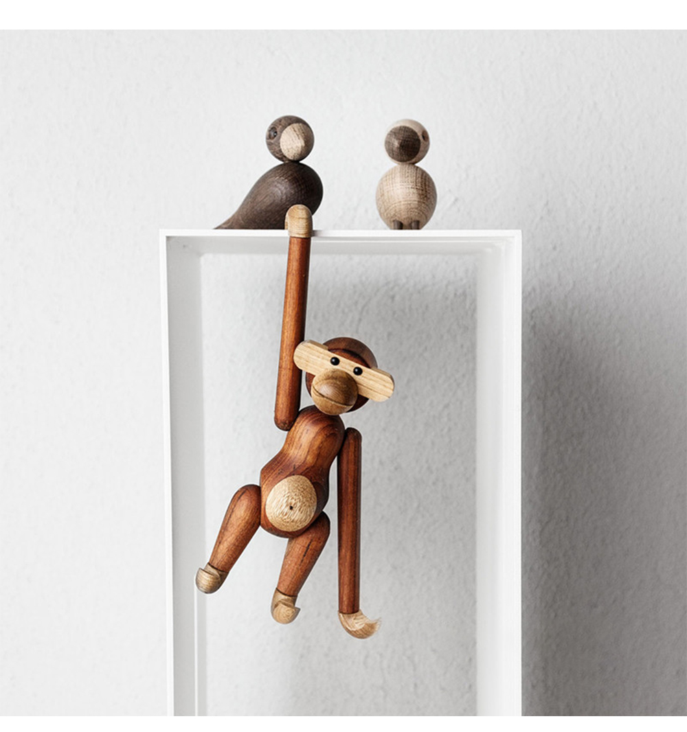 Wooden Monkey Figurine Teak Desk Christmas Ornaments for Home Decor