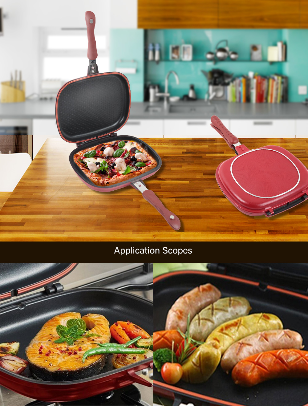 Double-sided Frying Pan Non-stick Barbecue Cooking Tool
