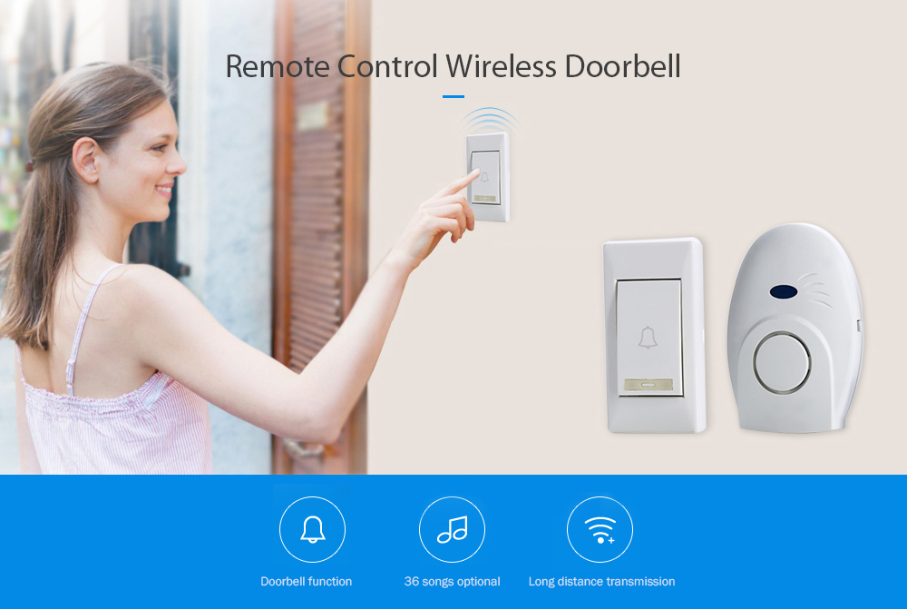 FE-700 Cordless Wireless Remote Control Music Door Bell Water Resistant Doorbell