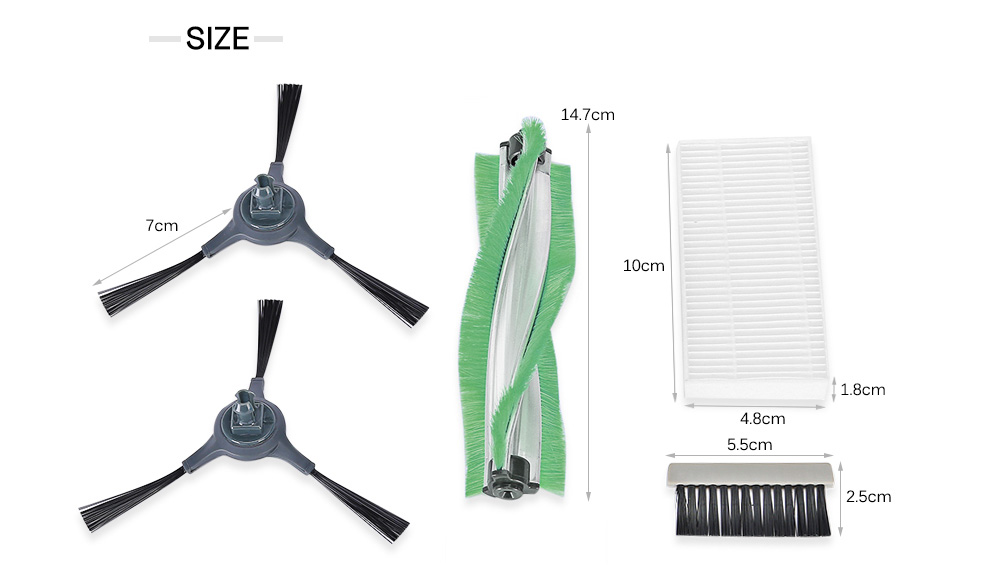 Inlife I7 Vacuum Cleaning Robots Accessory Kit with 2 Side Brush 1 Bristle Brush Flexible Beater Brush Hepa Filter