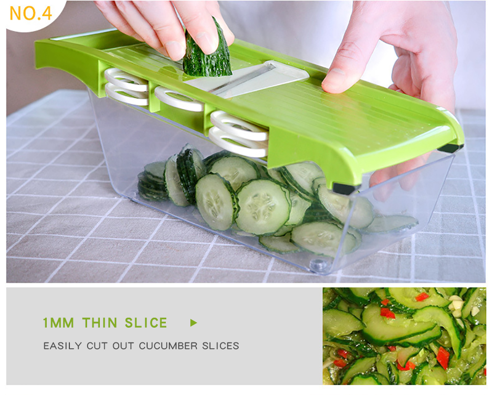 Multi-function Vegetable Food Cutter Fruit Slicer Chopper with 6 Blades Peeler