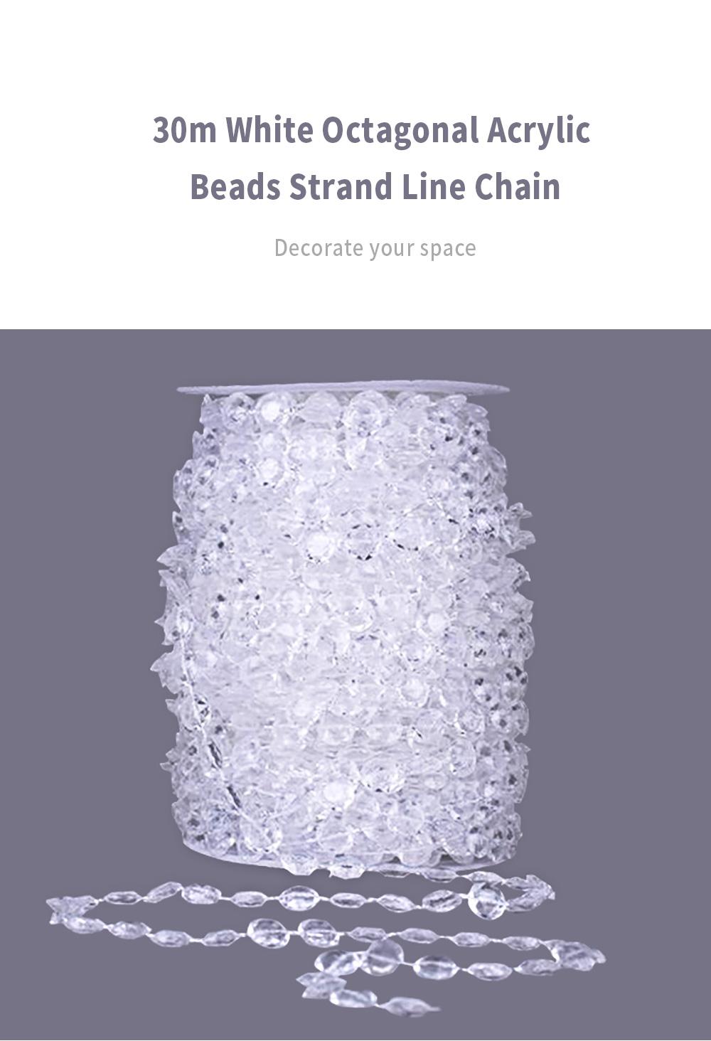 30m Octagonal Acrylic Beads Strand Line Chain