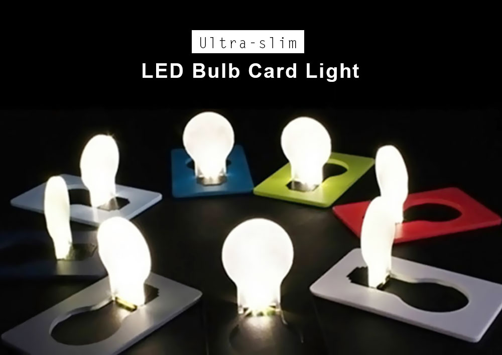 Amazing Pocket LED Card Light Mini Wallet Folding Lamp Portable Small Bulb Gadget