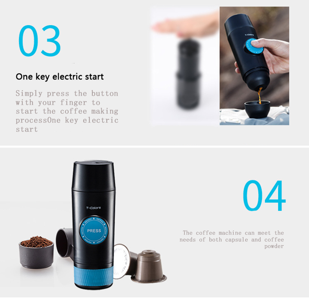 T - Colors CF - 1701 Mini Concentrated Portable Electric USB Hot Cold Extraction Coffee Machine