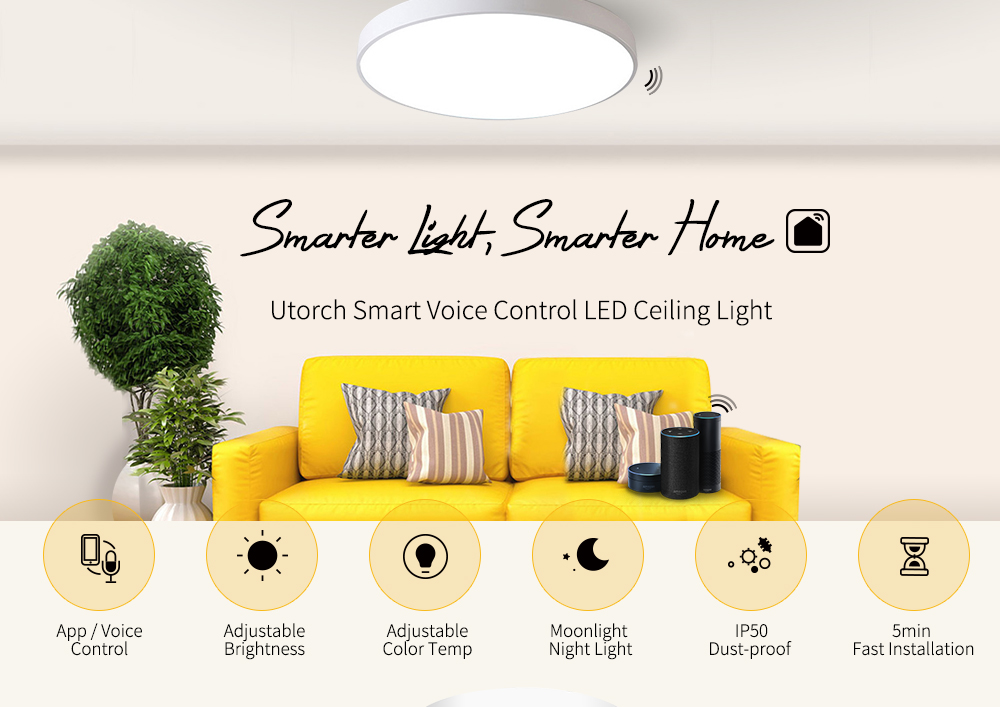 Utorch UT30 PZE - 911 - XDD Smart Voice Control LED Ceiling Light Support with Alexa / Google Home