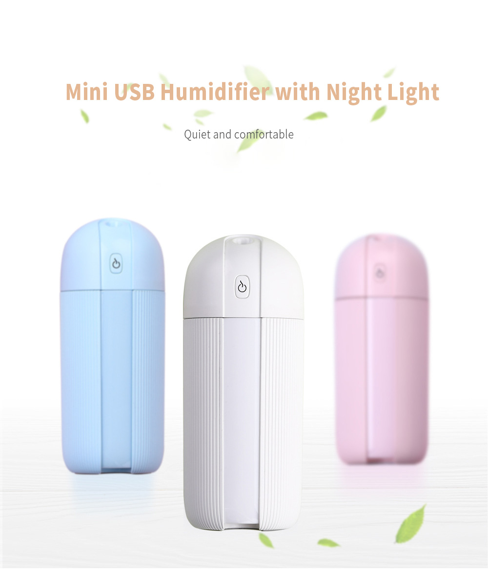 280ml Mini Household Car Mute USB Humidifier with LED Night Light