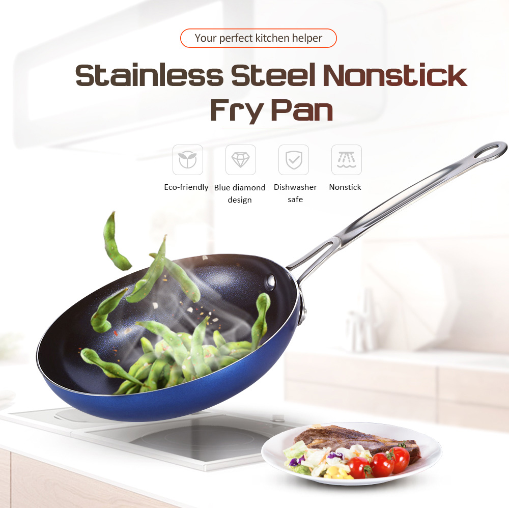 Blue Diamond Stainless Steel Fry Pan Nonstick Cookware