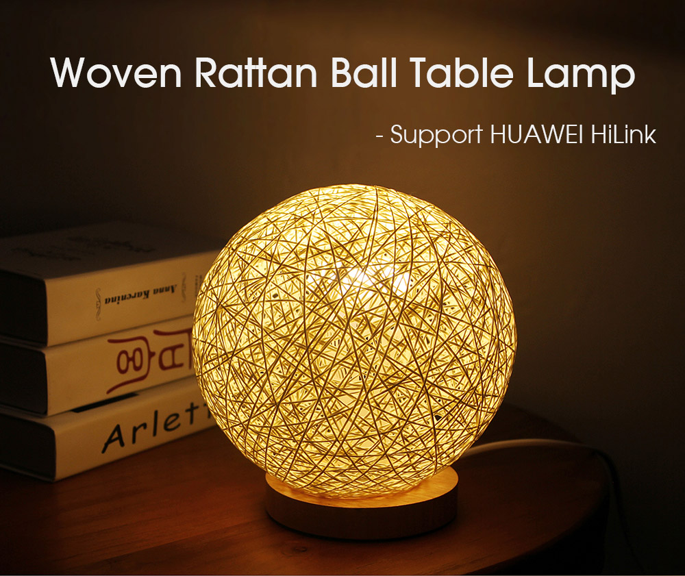 C22RL - AN Unique Woven Rattan Ball Table Lamp Support HUAWEI HiLink