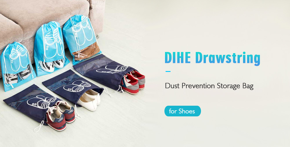 DIHE Drawstring Storage Bag for Shoe Dust Prevention Medium Size