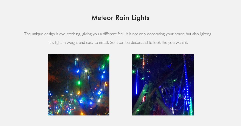 50CM 8 Tubes Christmas LED Meteor Shower Rain Lights Snow Falling Raindrop Cascading Outdoor AC 110 - 240V
