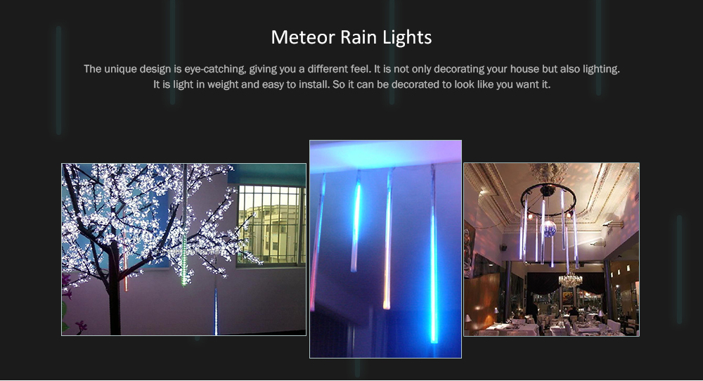 30CM 8 Tubes Christmas LED Meteor Shower Rain Lights Snow Falling Raindrop Cascading Outdoor AC 110 - 240V