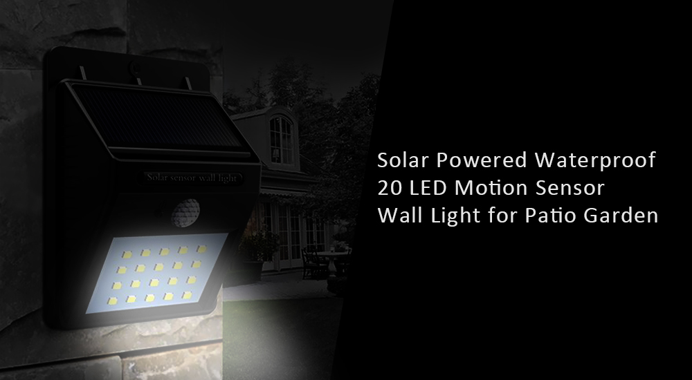 Great Gift Solar Powered Waterproof 20 LED Motion Sensor Wall Light for Patio Garden