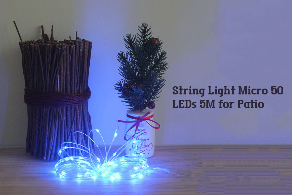 String Lights for Patio Micro 50 LEDs Battery Powered 4.5V 5M