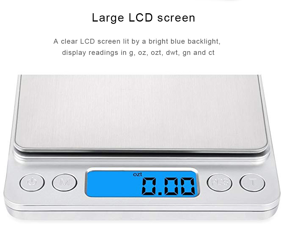 i2000 3kg 0.1g Mini Digital Scale Stainless Steel Platform Weighing Tool with Tray