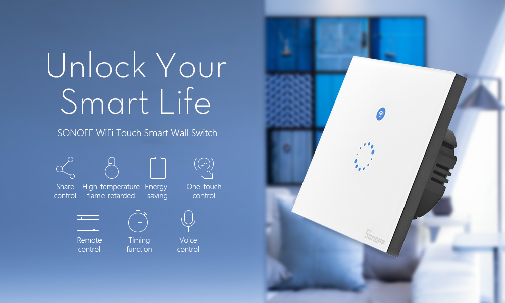 SONOFF Touch WiFi Panel Wireless Remote Control Wall Timing Switch Via APP Smart Home