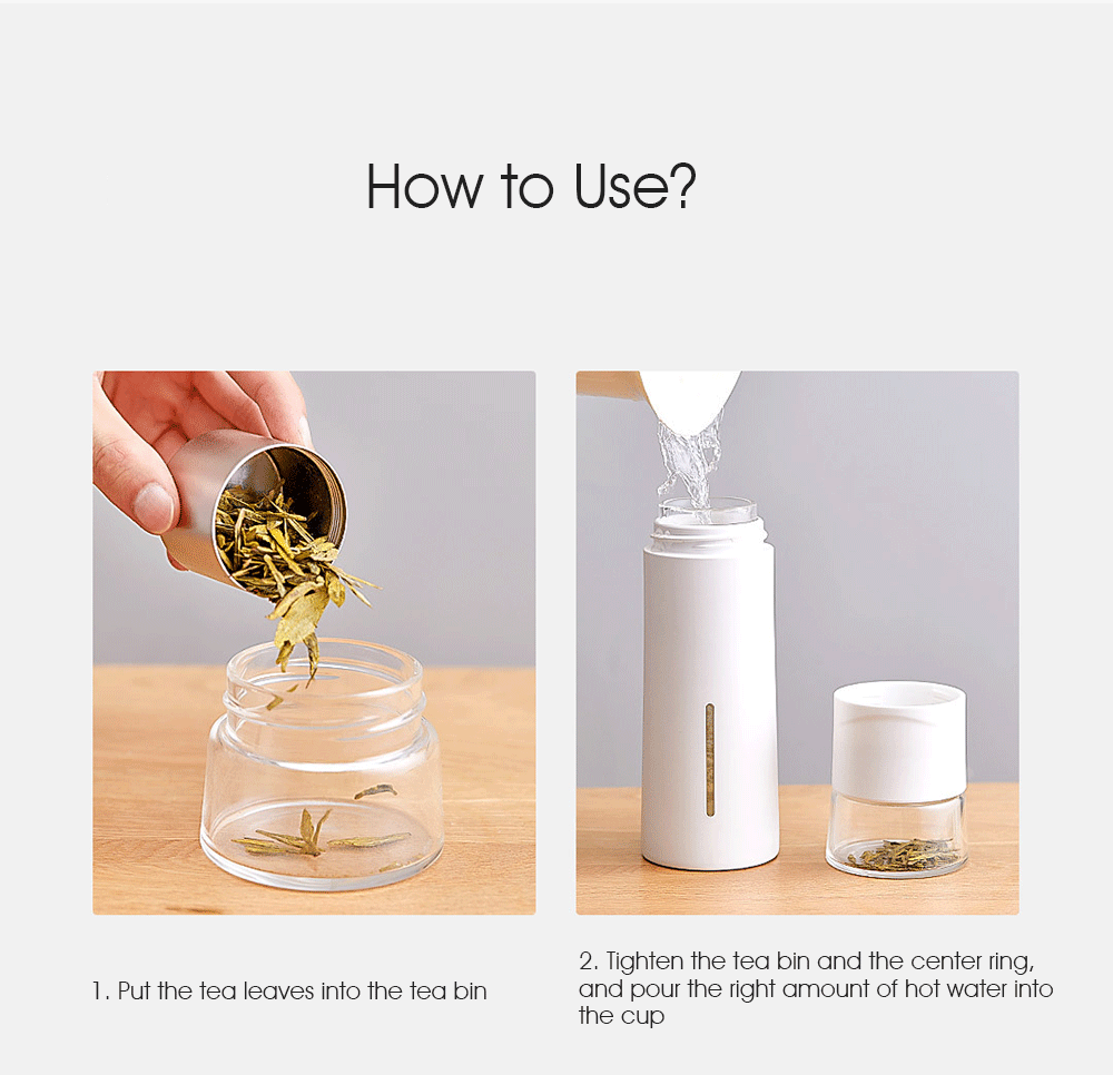 300ml Portable Bottle Tea Water Separation Accompanying Cup