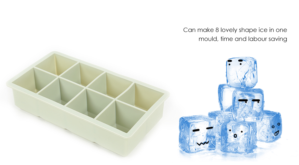 Larger 8 Grid Silicone Ice Cube Tray Set