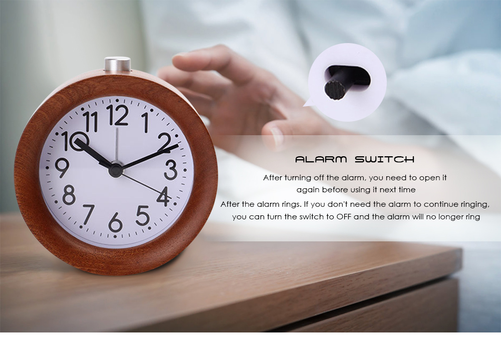 Circular Digital No Ticking Snooze Backlight Wood Clock