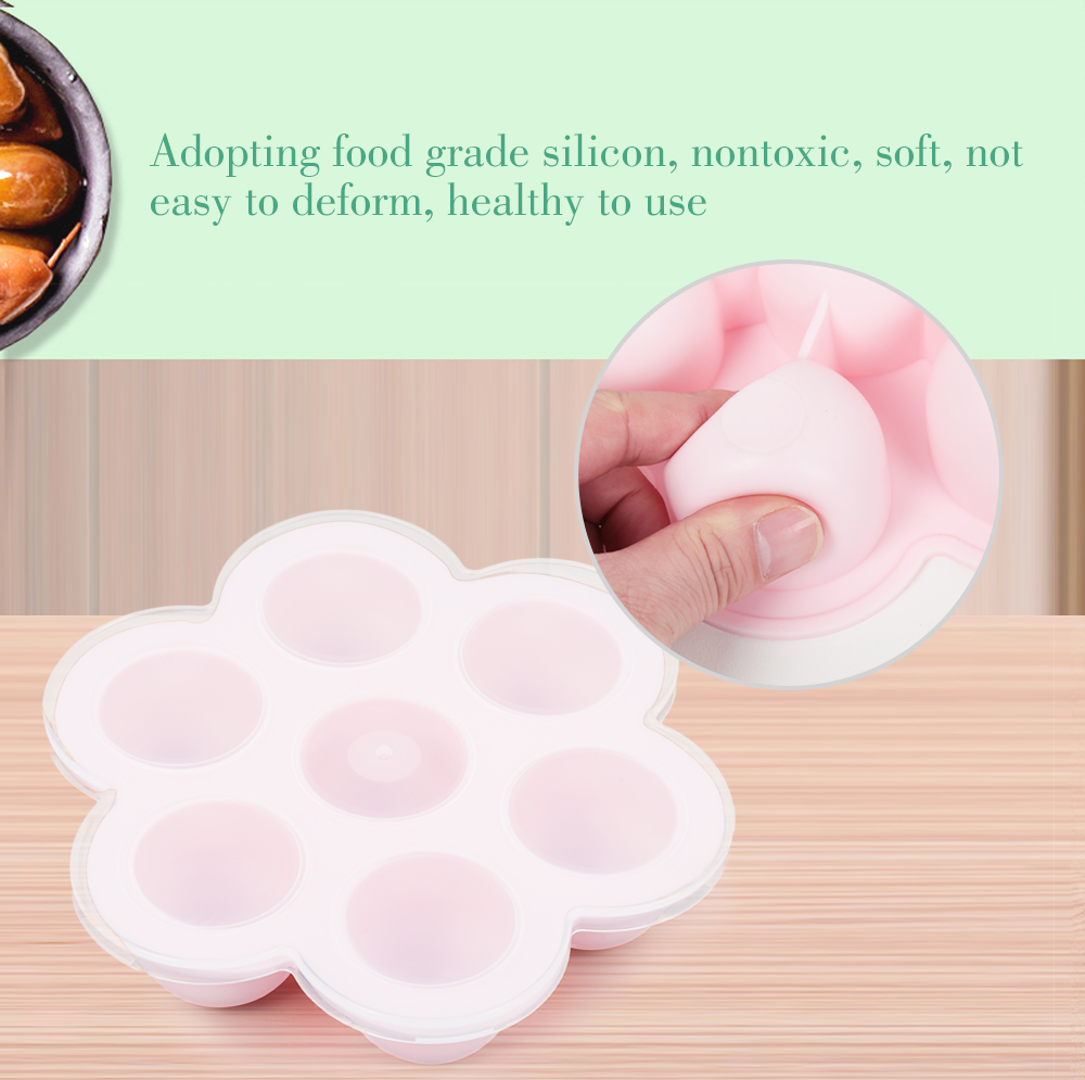 7-hole Silicone Children Food Supplement Box with Lid