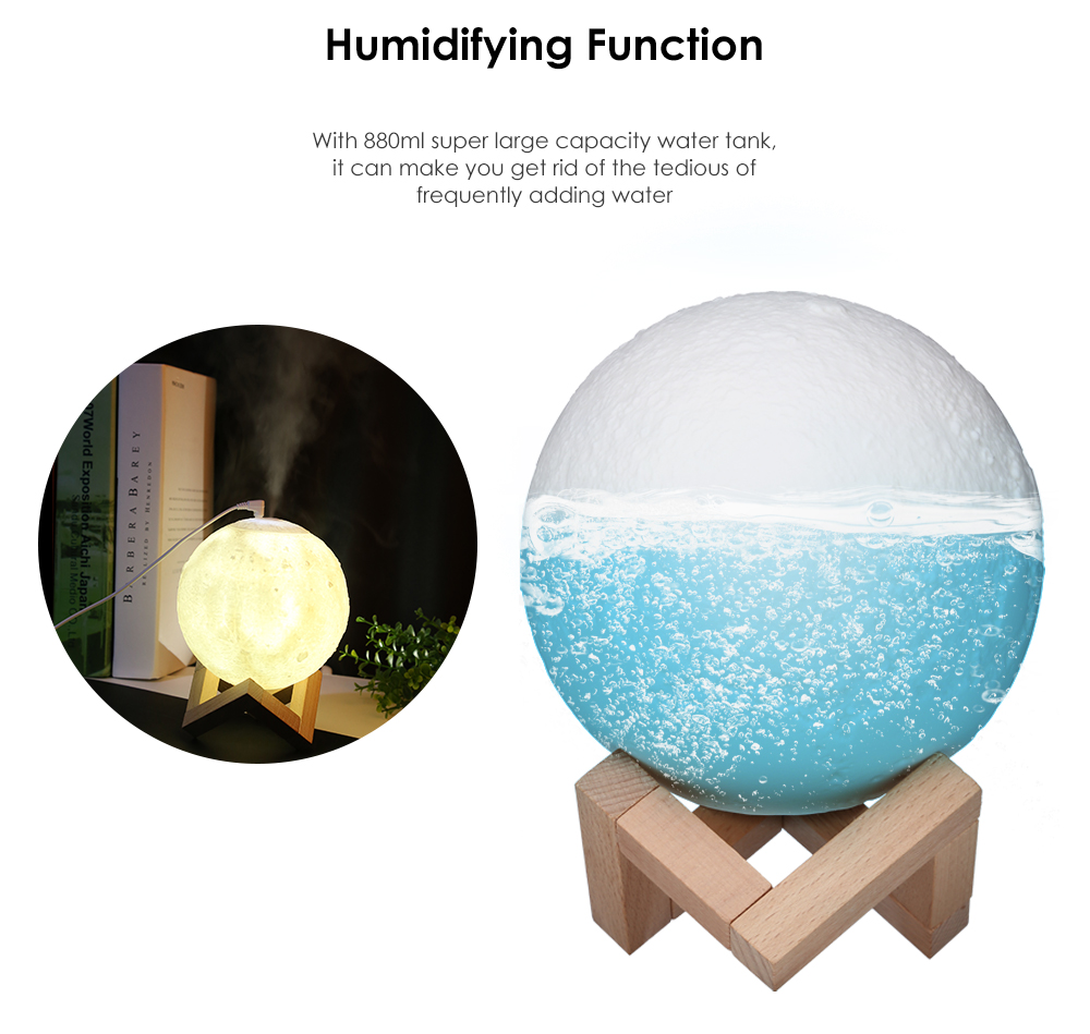 3D Printing Moon Lamp Humidifier Air Purifier Night Light Mist Maker