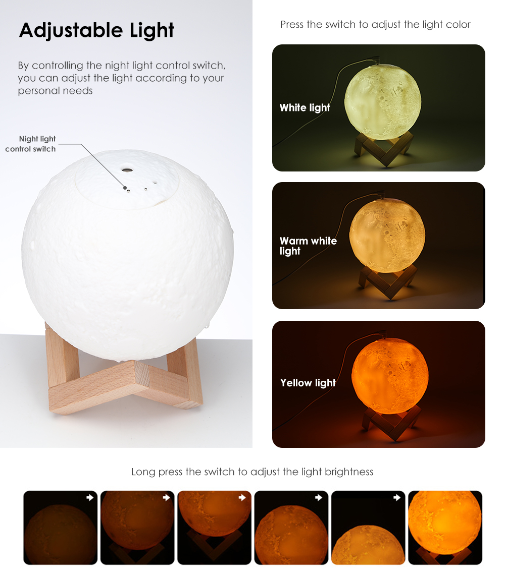 3D Printing Moon Lamp Humidifier Air Purifier Night Light Mist Maker