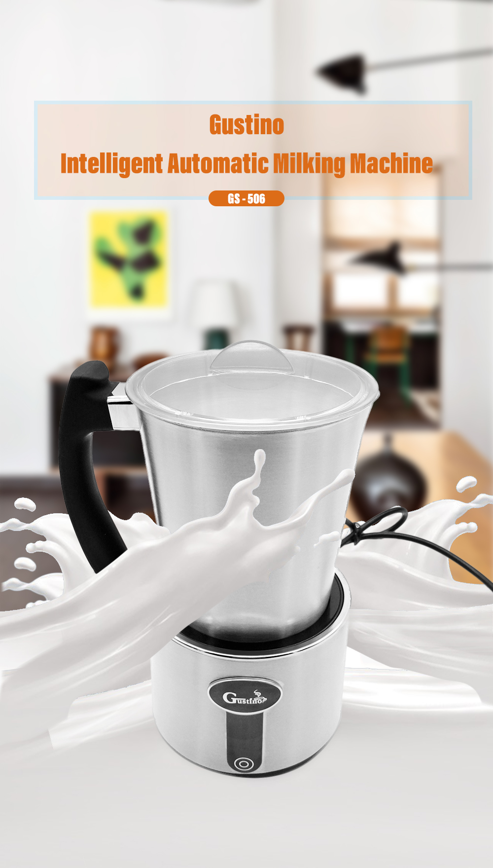 Gustino GS - 506 Electric Milk Frother Foamer Frothing Warmer Foam Coffee Maker Machine