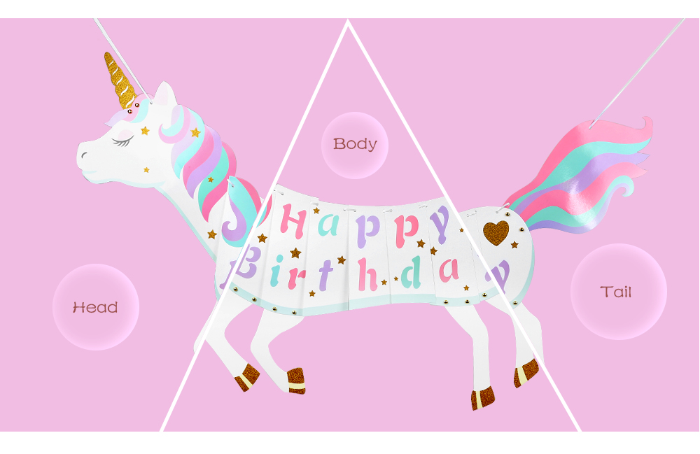 Unicorn Happy Birthday Banner Party Supplies Decorations for Girls Kids