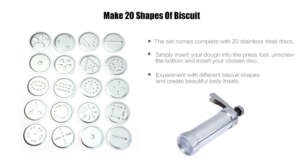 Press Cookie Machine Biscuit Maker Cake Decorating Gun Kitchen Tool 20 Moulds