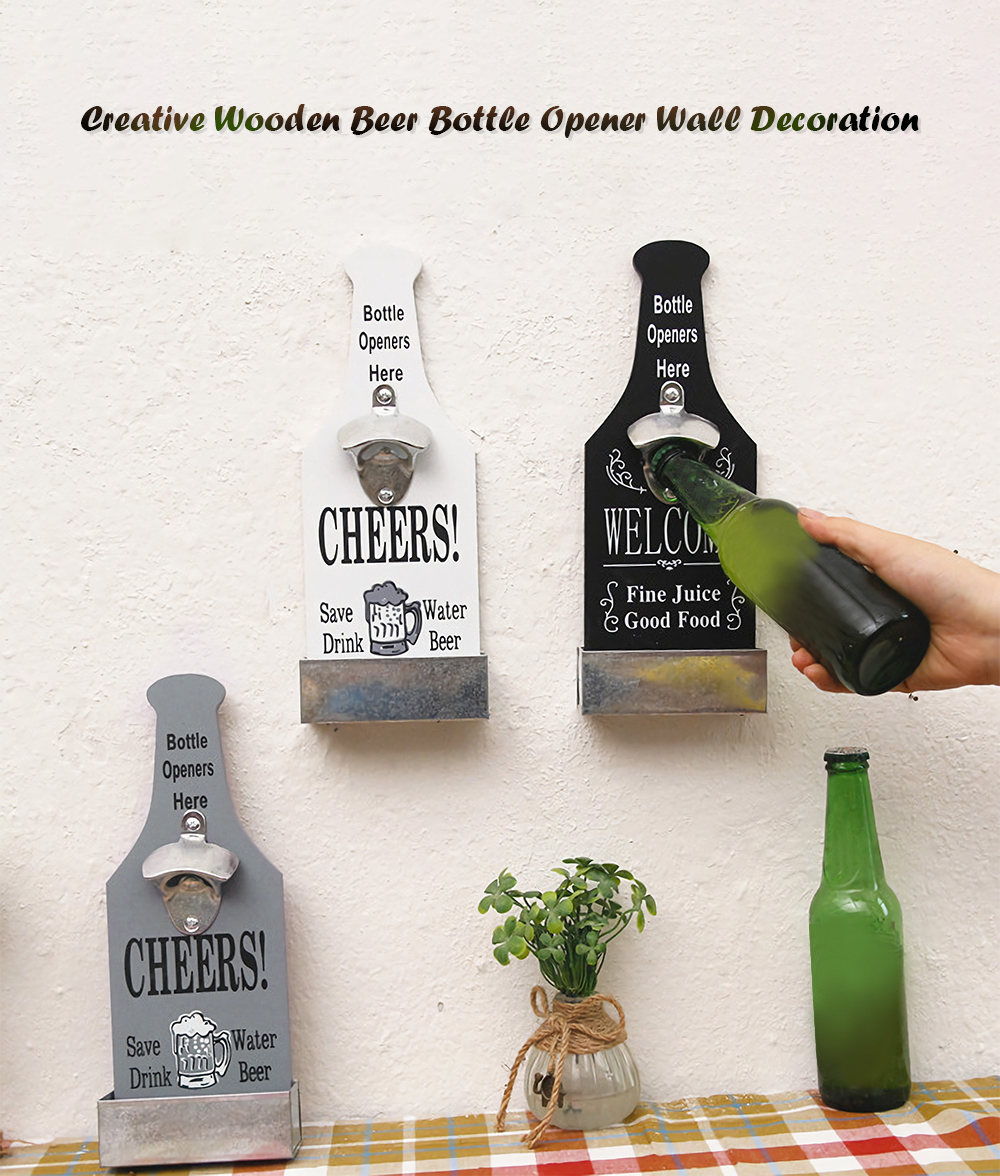 Creative Bar Home Wall Decoration Wooden Beer Bottle Opener