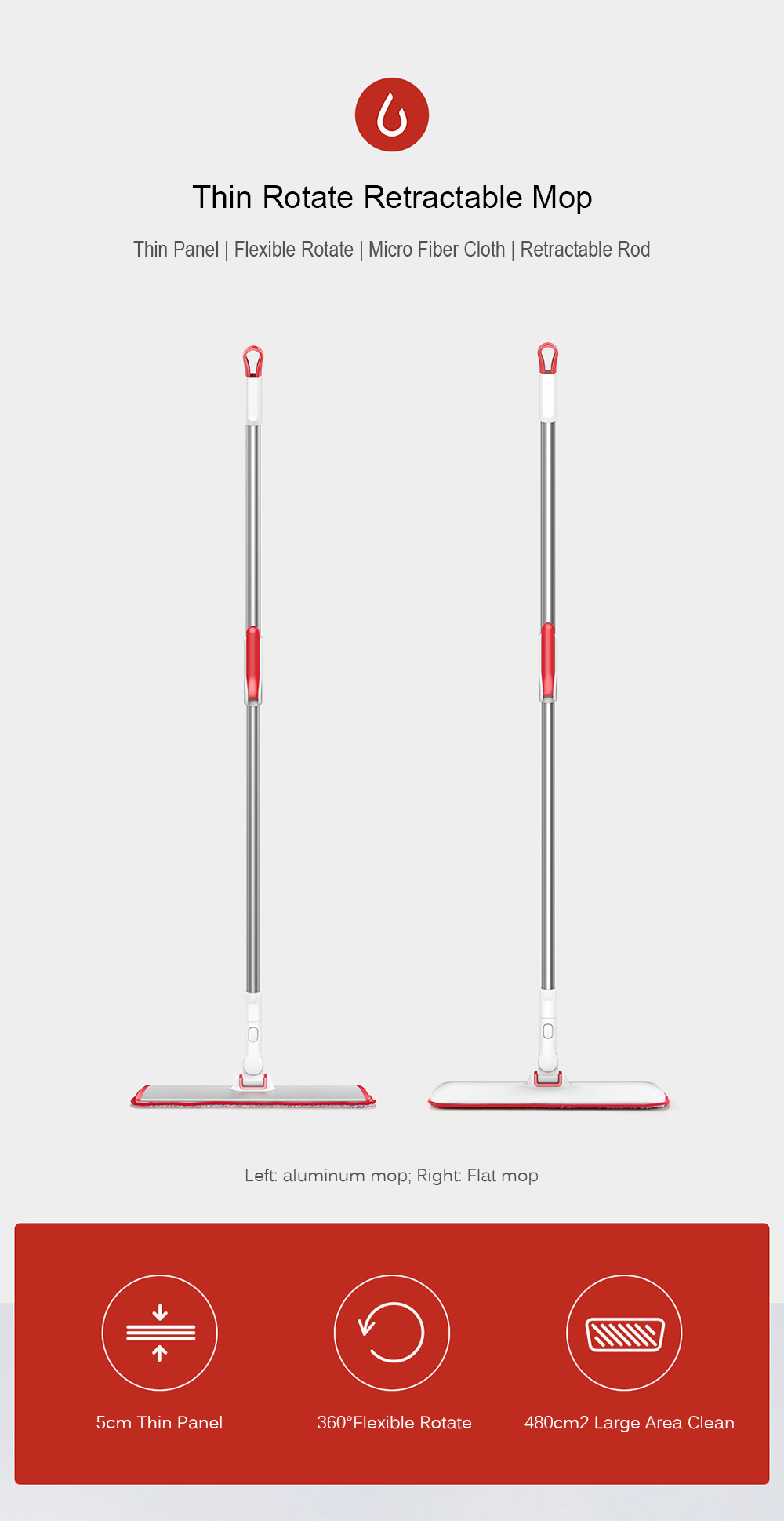 Slim Rotatable Retractable Mop from Xiaomi youpin