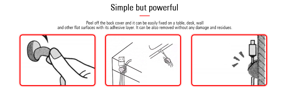 Self-adhesive Cable Clips Desk Organizer Cord Management 10pcs