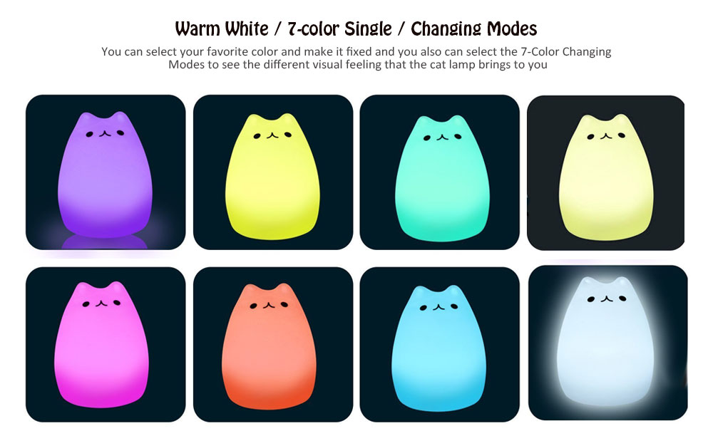 Children Kids Night Light LED Cat Silicone Toy Nightlight for Baby Nursery Bedroom Lamps 8 - Color