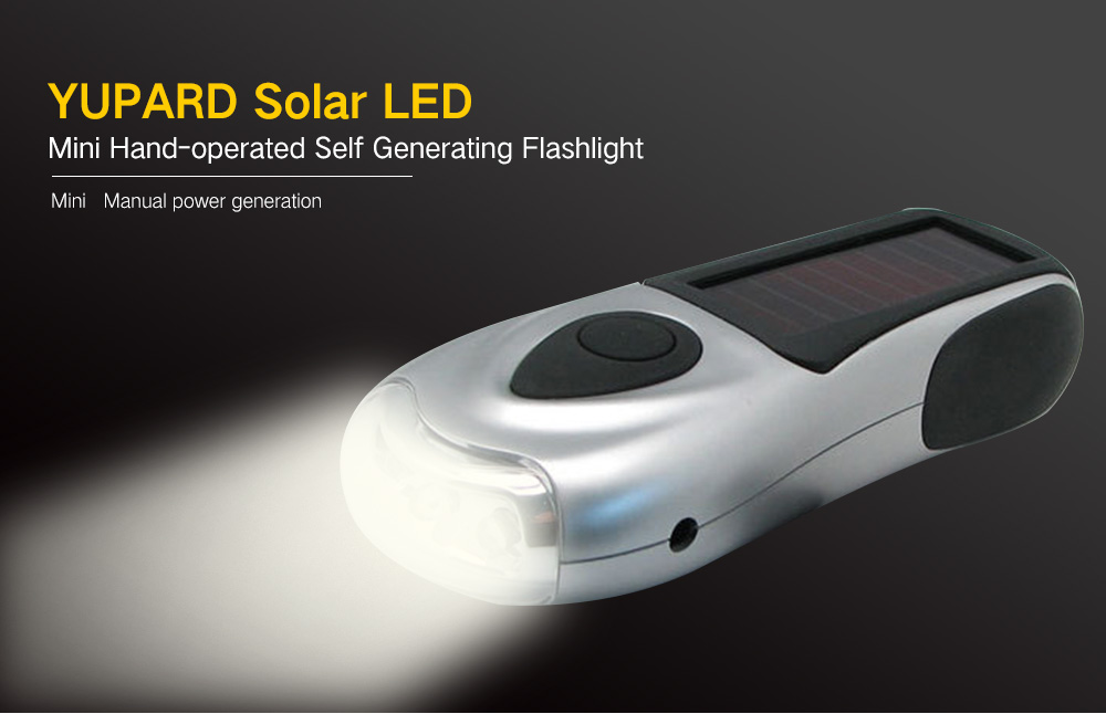 YUPARD Solar LED Mini Hand-operated Self Generating Flashlight