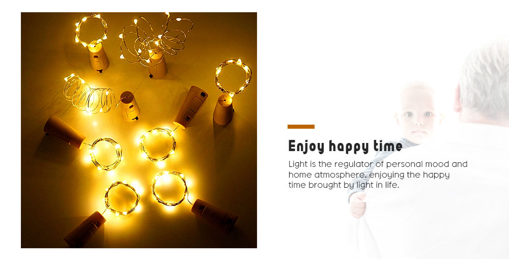 1m 20 Lights LED Lantern Bottle Stopper Type String Light for Birthday Christmas Decoration