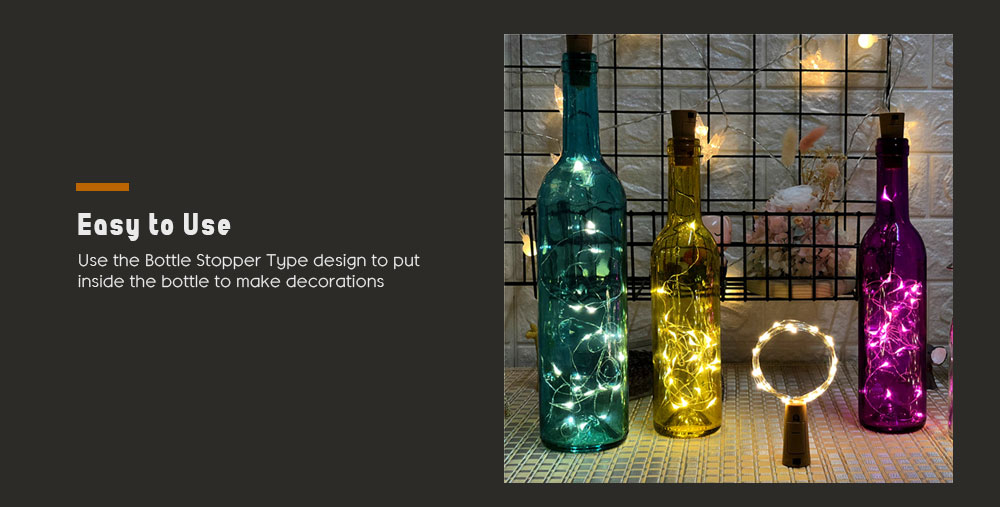 1m 20 Lights LED Lantern Bottle Stopper Type String Light for Birthday Christmas Decoration