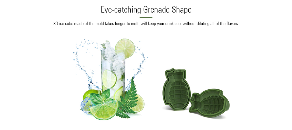 Grenade Shape 3D Ice Cube Mold Silicone Trays Tool