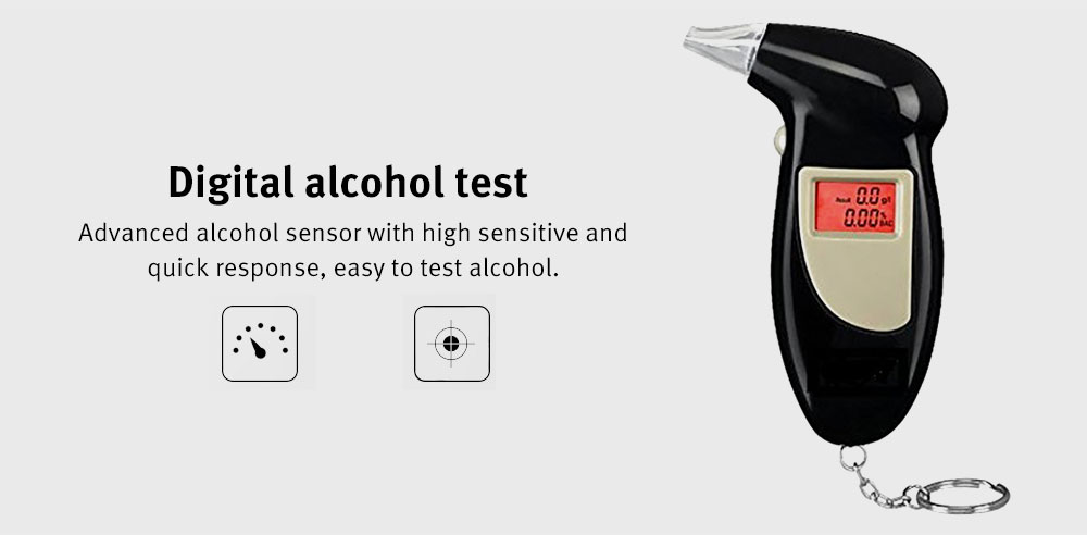 Portable Breath Alcohol Tester LCD Display Digital Breathalyzer