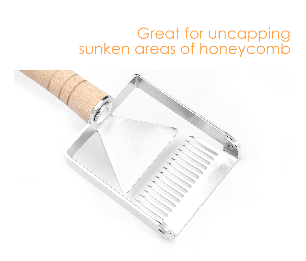 Honey Fork Scraper Shovel Beekeeping Tool with Wooden Handle