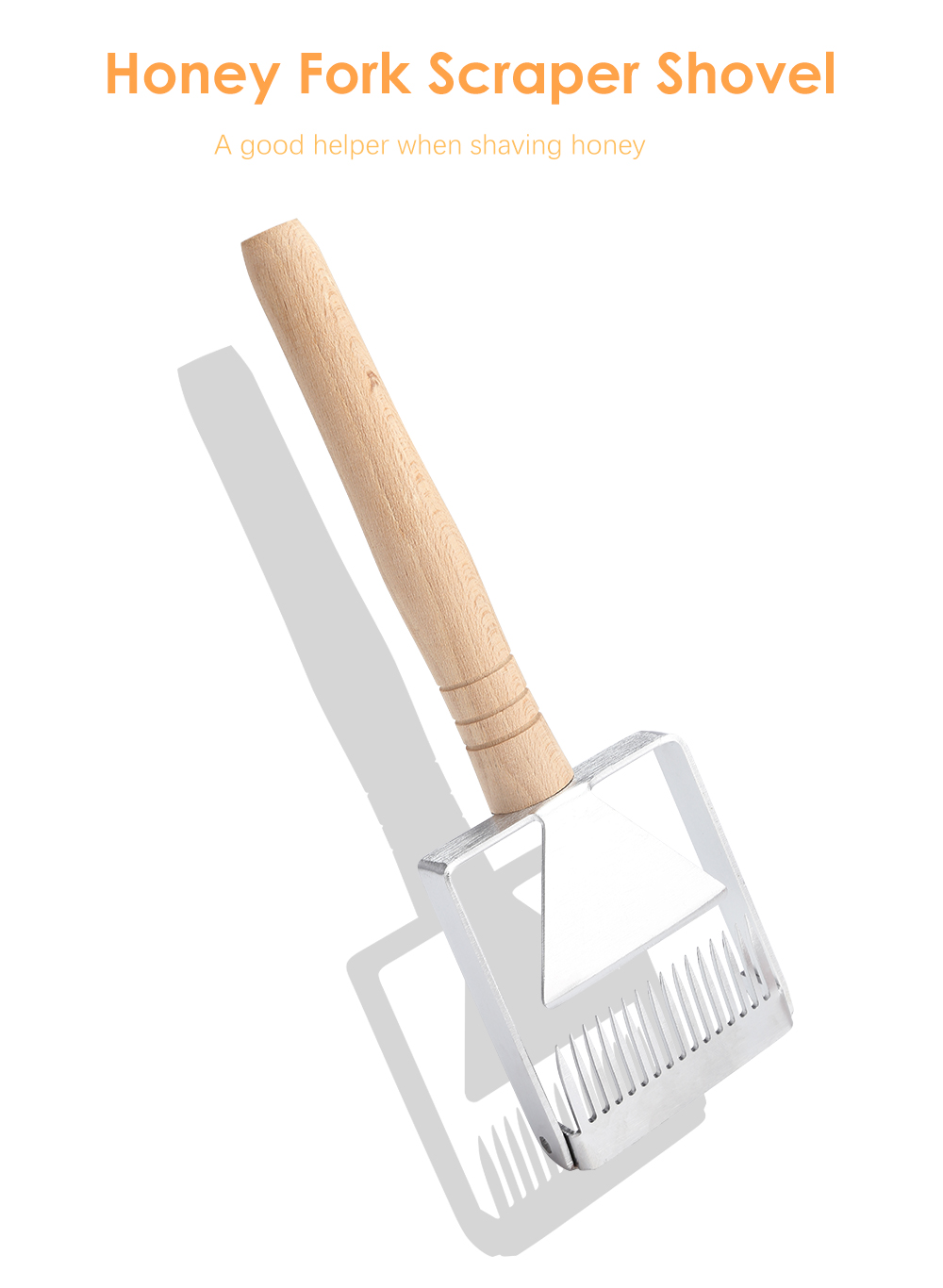 Honey Fork Scraper Shovel Beekeeping Tool with Wooden Handle