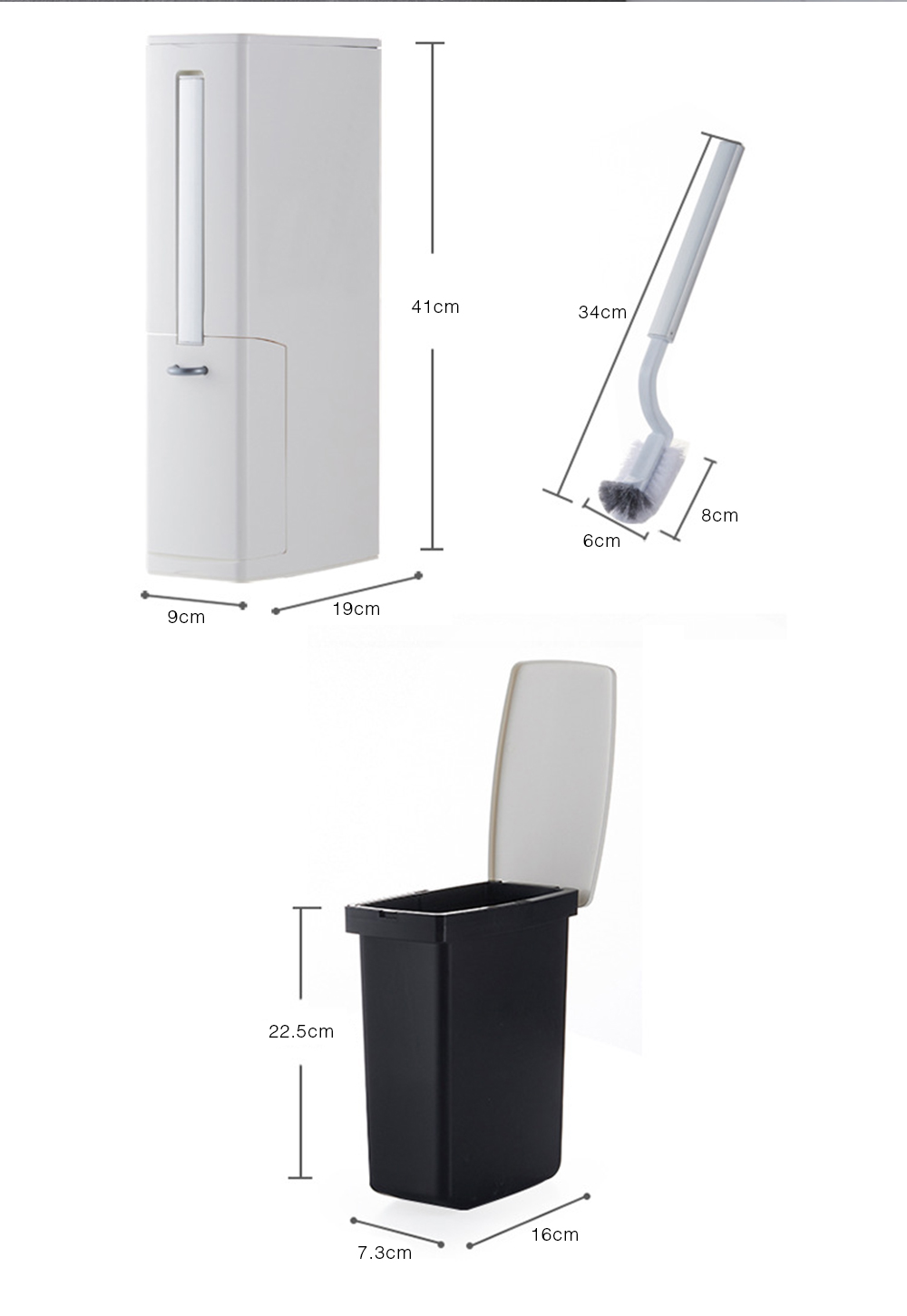Multifunction Narrow Type Plastic Trash Can with Toilet Brush