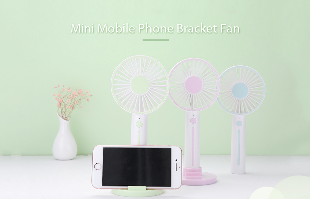 Mini USB Charging Handheld Fan with Mobile Phone Holder Makeup Mirror